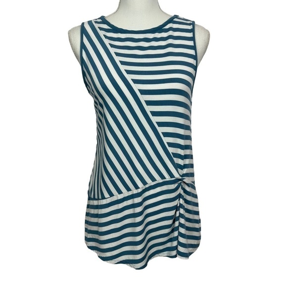 CUDDL DUDS Women’s Pullover Knit Sleeveless Top Sz Large Blue & White Stretch - Picture 1 of 11